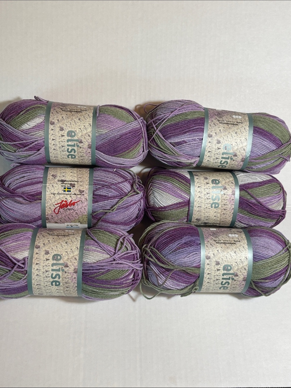 Järbo Elise Gradient Yarn - Lavender, Green, Cream (6 Skeins)